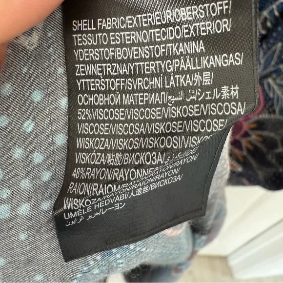 FARM Rio Blue Floral Dot Print Satin Maxi Dress - Long Sleeve, Size S - Picture 15 of 16